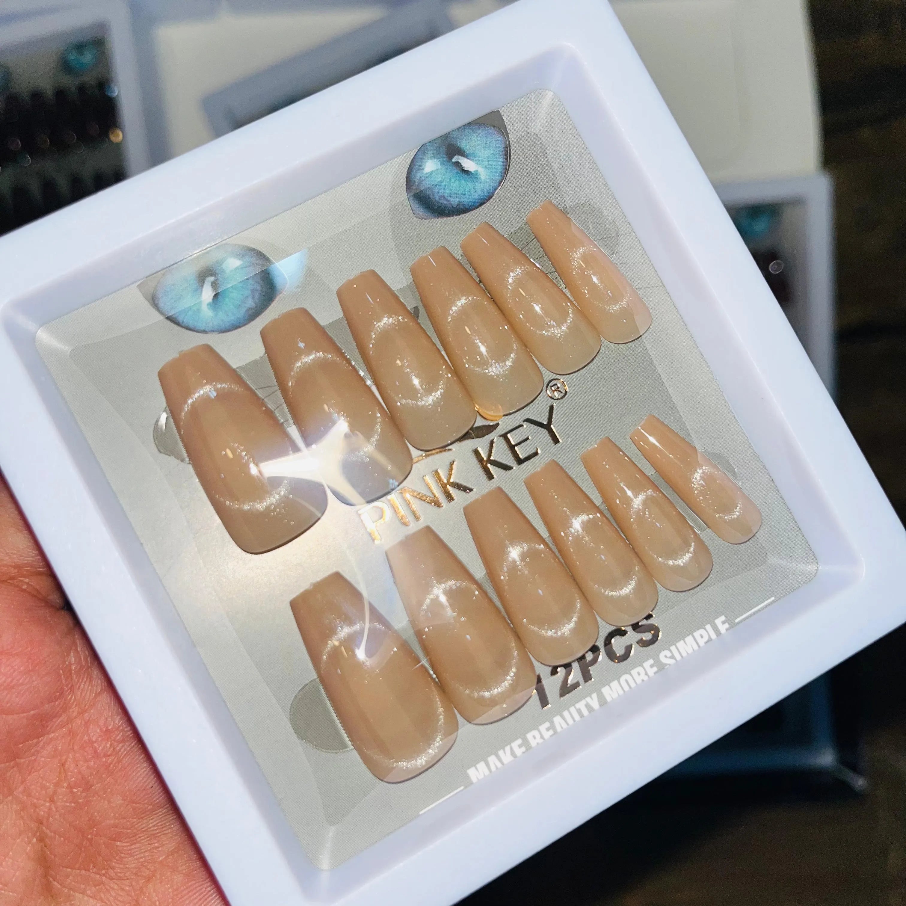 Pink key Stylish Salon Look Artifical Nails With Free Stickers (12 PINK KEY