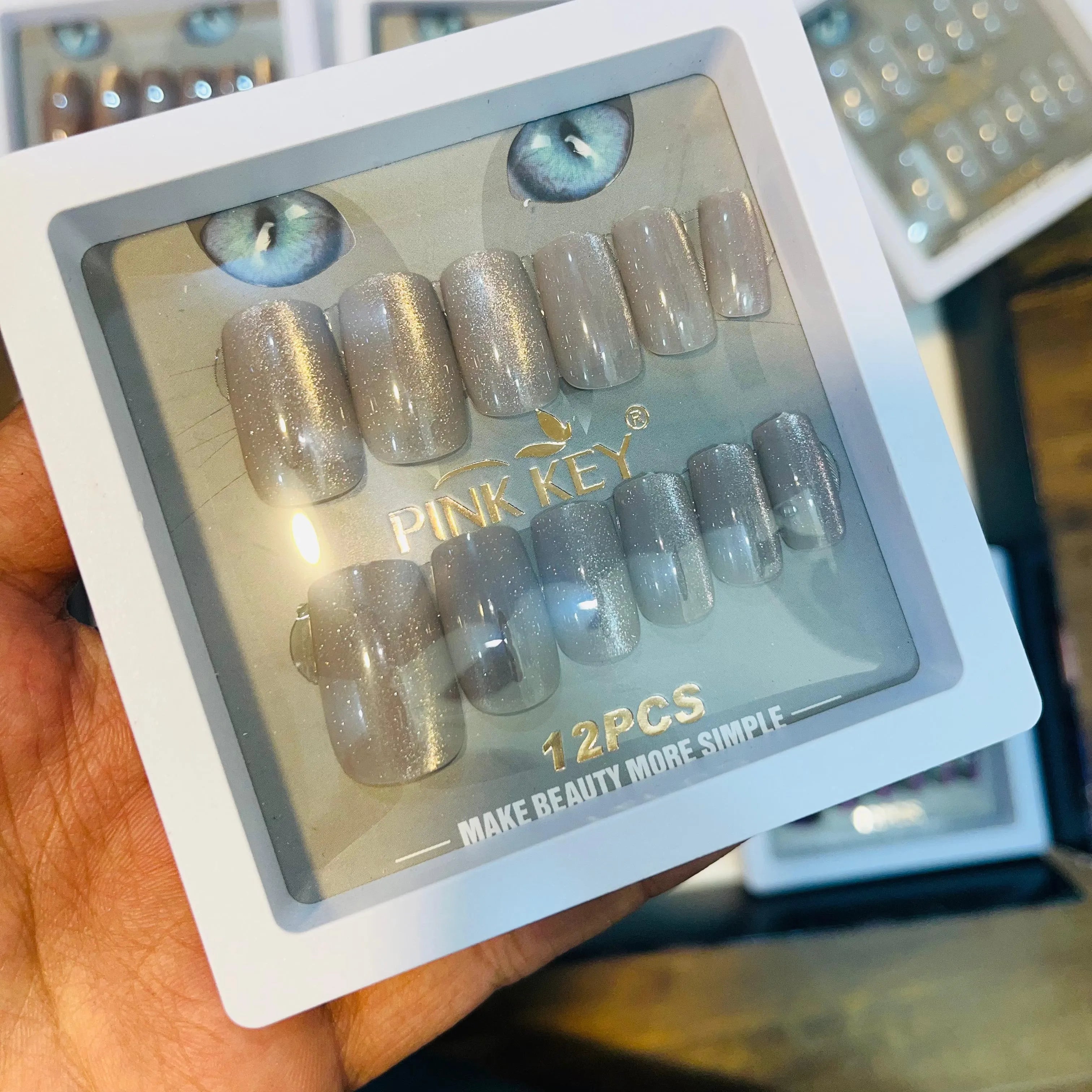 Pink key Stylish Shiny Artifical Nails (12 Pcs) PINK KEY
