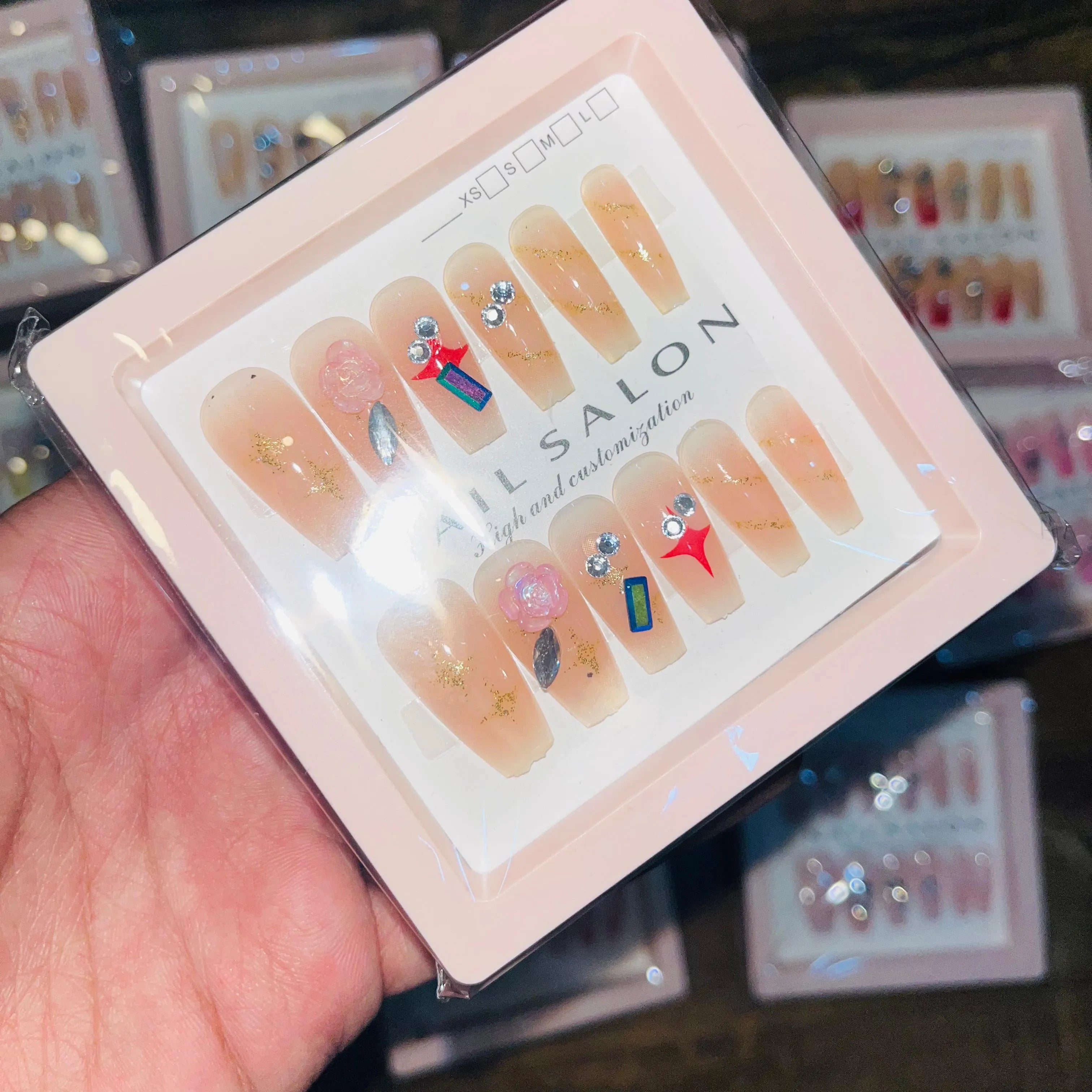 Salon Look Stylish Artifical Nails With Free Stickers(12 Pcs) Cosmia.pk