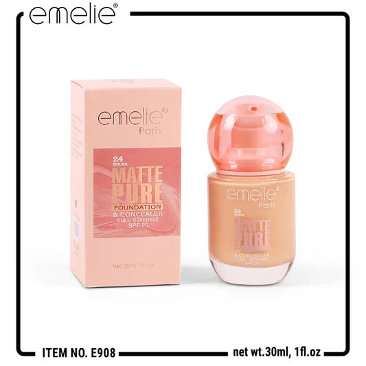 Emelie Matte Pure Foundation & Concealer – 30ml Emelie