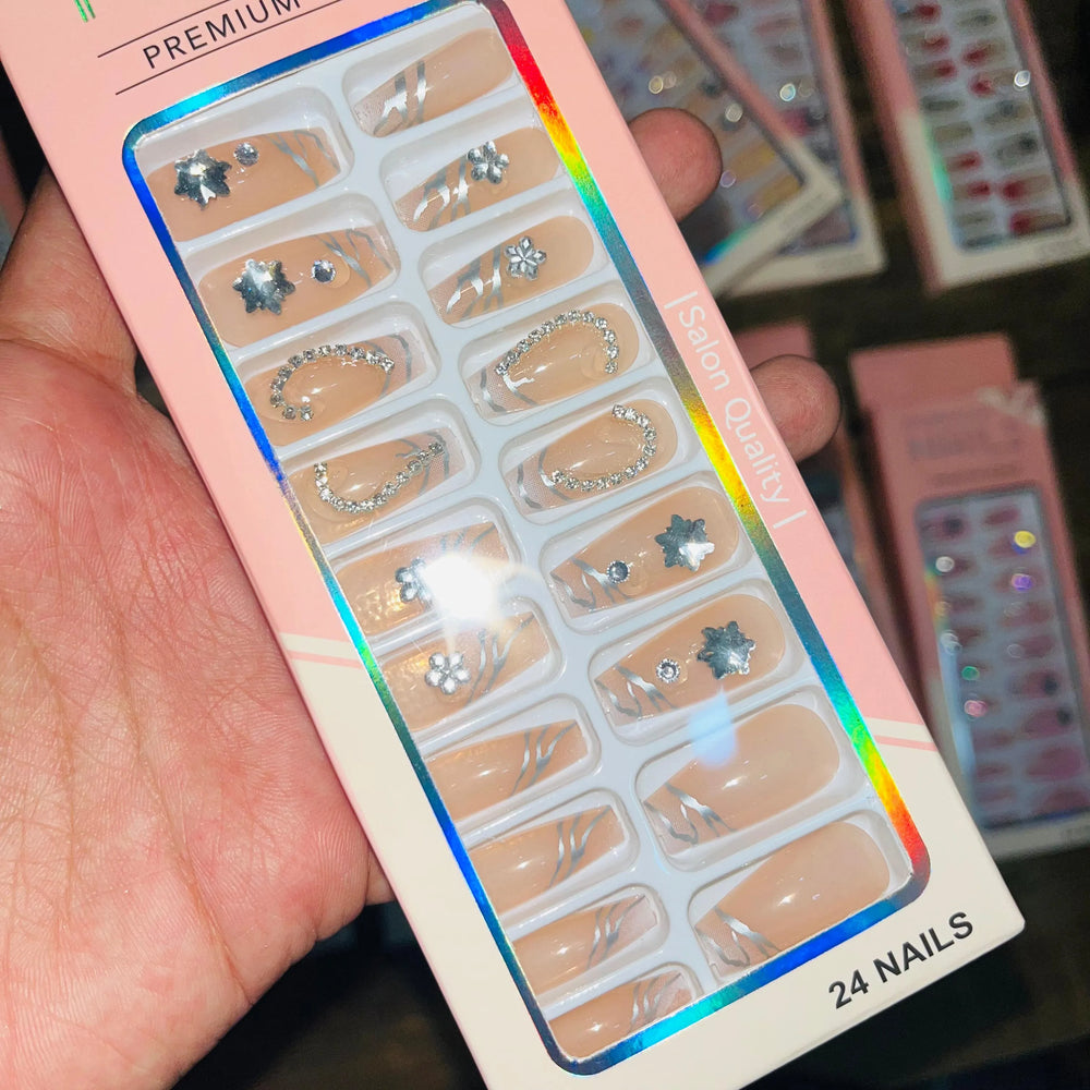Professional Premium Series Artifical Nails With Free Stickers (24Pcs) Cosmia.pk