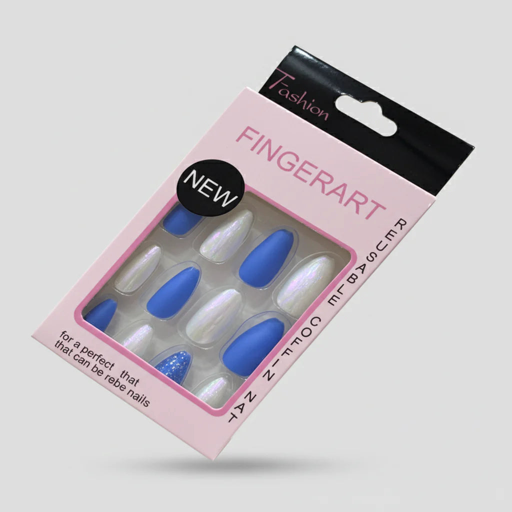 12 pcs Nails Finger Art oval nails Square Shape Artificial Nails Cosmia.pk