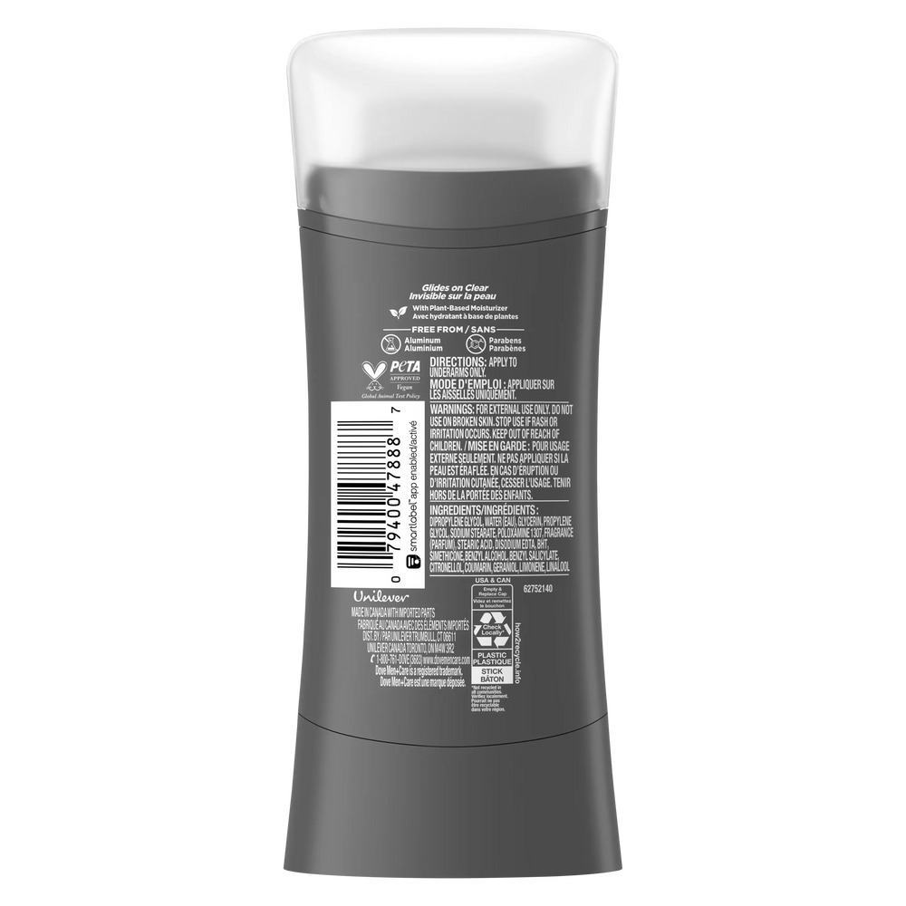 Dove Men+Care Eucalyptus + Birch 0% Aluminum 48h Deodorant Stick - 74g Dove