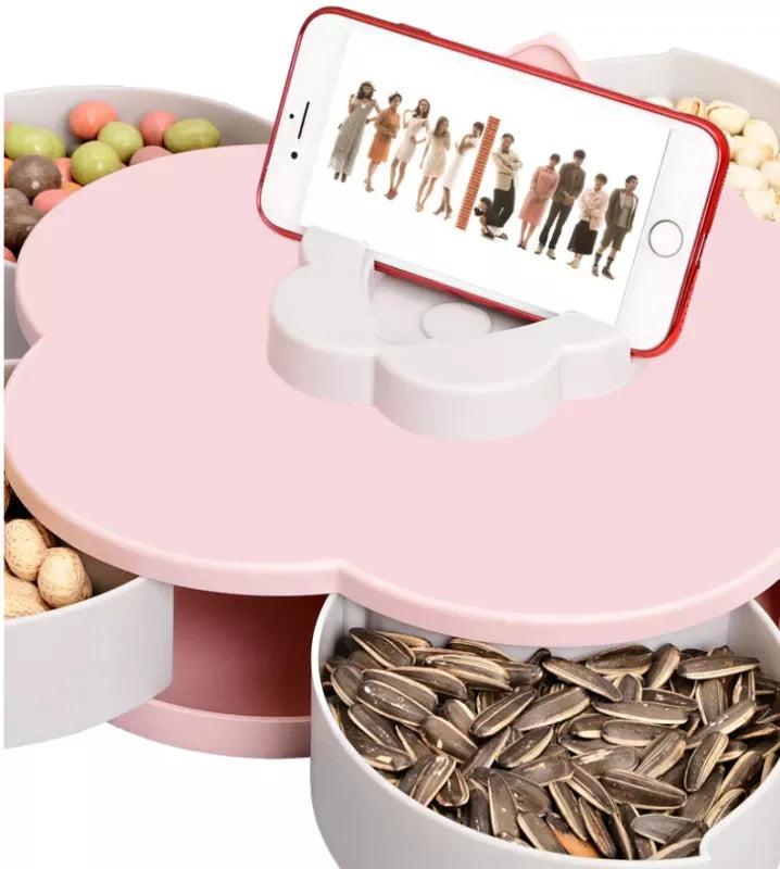 5-Compartment Flower Shape Rotating Candy Storage Box for Serving Dry Cosmia.pk