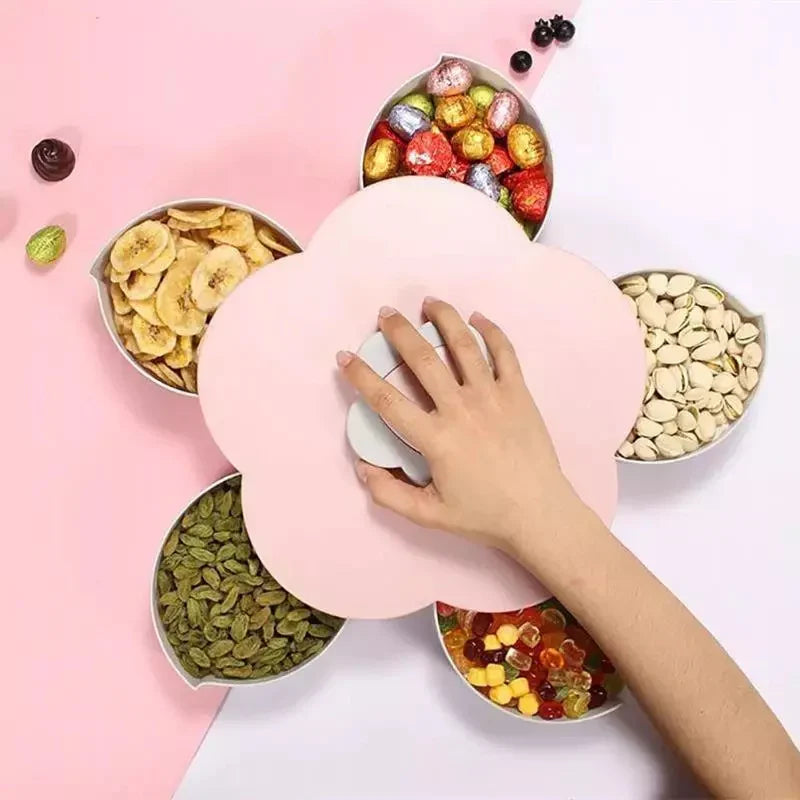 5-Compartment Flower Shape Rotating Candy Storage Box for Serving Dry Cosmia.pk