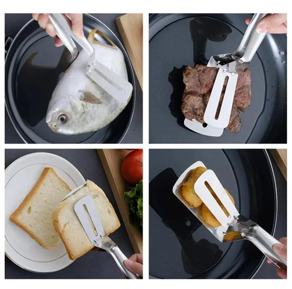 Stainless Steel 2-in-1 Cooking Spatula Tong-Each Cosmia.pk