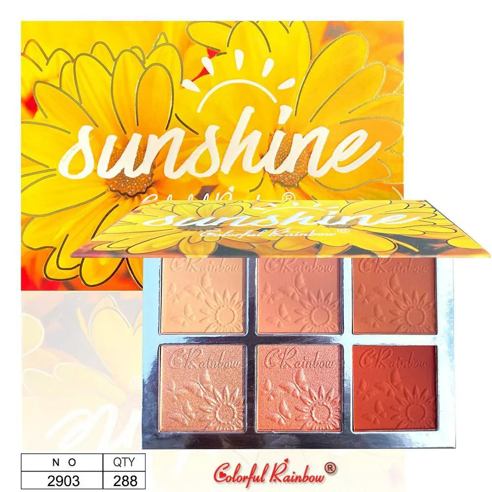 ColorFull Rainbow Sunshine 6in1 Blush Highlighter Palette Colorful Rainbow