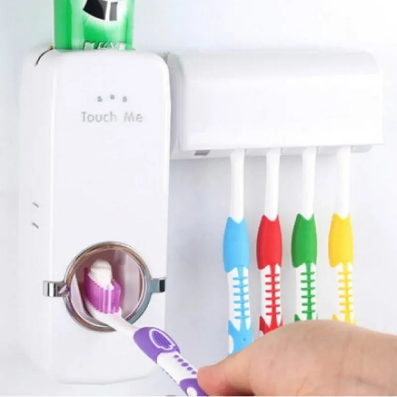 Touch Me Press Toothpaste Dispenser With Toothbrush Holder Cosmia.pk