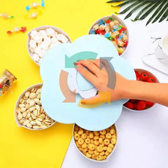 5-Compartment Flower Shape Rotating Candy Storage Box for Serving Dry Cosmia.pk