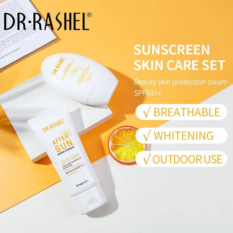 Dr.Rashel 2 PC Set Hydrating And Anti-Aging Sun Protection Cream Soothing & Cooliing Gel Kit 60SPF DR.Rashel