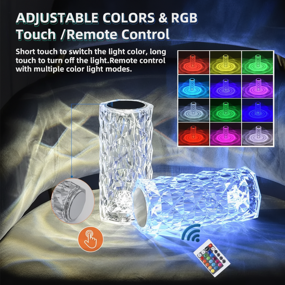 Diamond Rose Crystal Lamp 16 Color Changing with remote Cosmia.pk