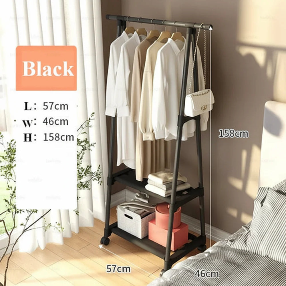 Metal Clothes Rack with Shelves and Rolling Wheels Cosmia.pk