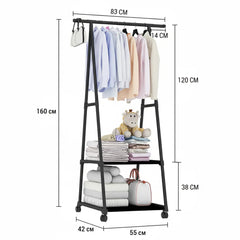 Metal Clothes Rack with Shelves and Rolling Wheels Cosmia.pk