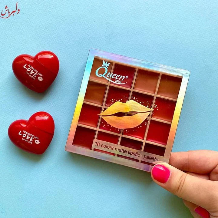 16 Colors Queen Mini Matte Lipstick Palette - Highly Pigmented The Balm