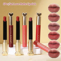 6Pcs Heng Fang Love Lipstick Matte Waterproof Heng Fang