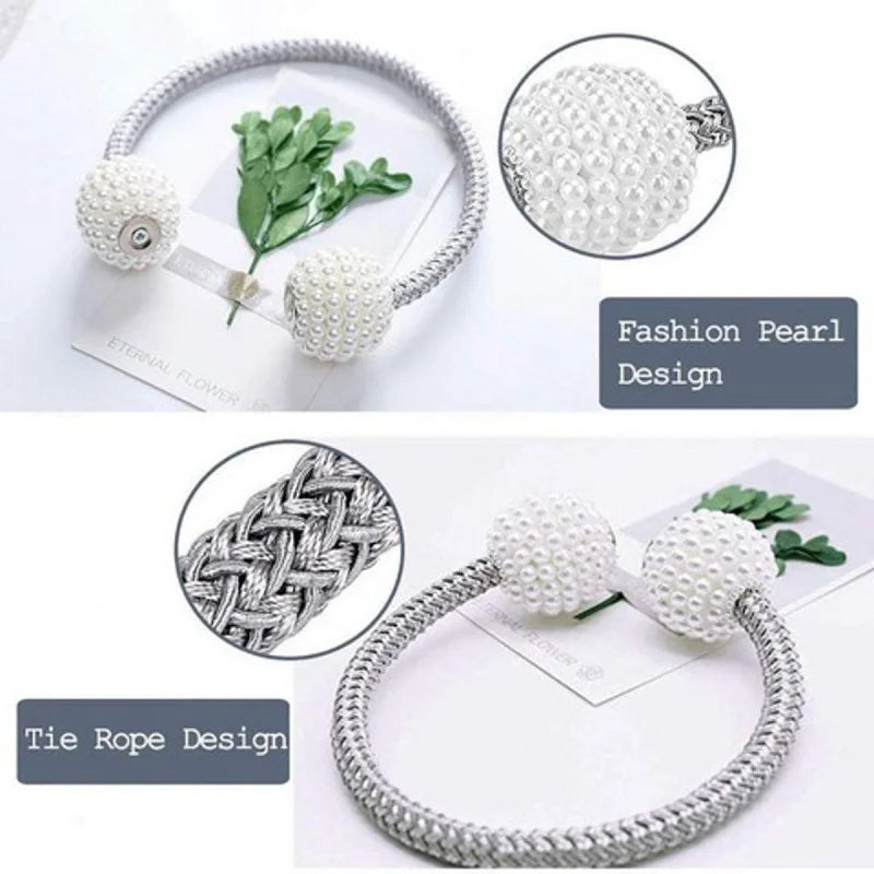 Magnetic Pearl Curtain Clip Tie Buckle Holder Cosmia.pk