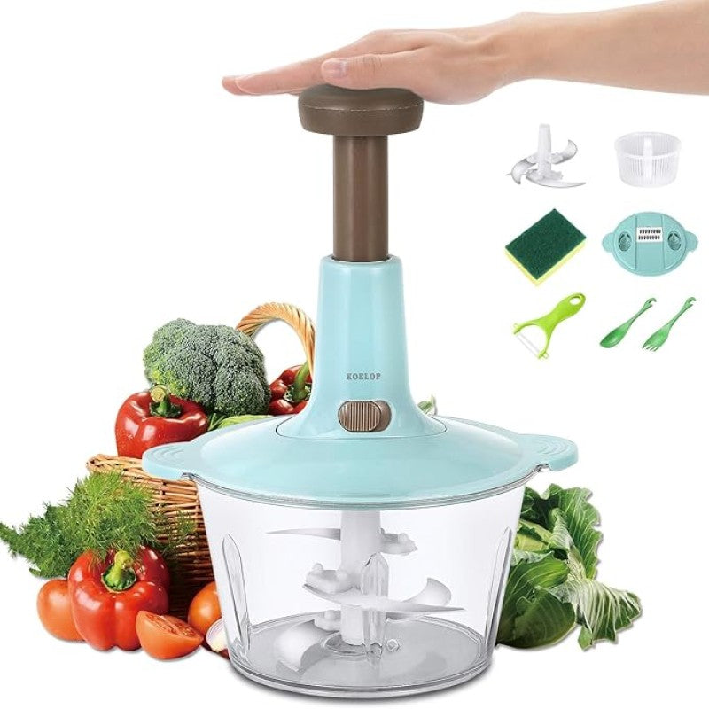 Manual Food Chopper Speedy Chopper with 3 Curved Stainless Steel Cosmia.pk