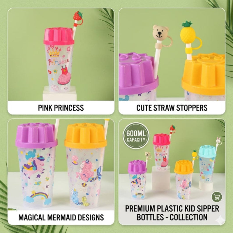 colorful kids sipper cup with leak-proof lid and built-in straw Cosmia.pk
