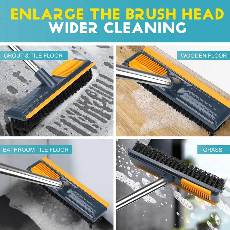 Bathroom Cleaning Brush with Scraper - Long Handle for Easy Reach Cosmia.pk