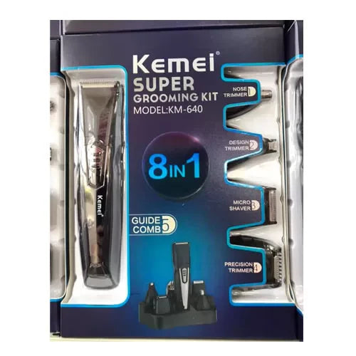 Kemei KM-640 Multifunction Hair Clipper 8 In 1 Grooming Kit Kemei