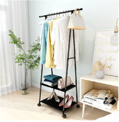 Clothes Rack Small Metal Garment Rack with Shelves and Rolling Wheels Cosmia.pk
