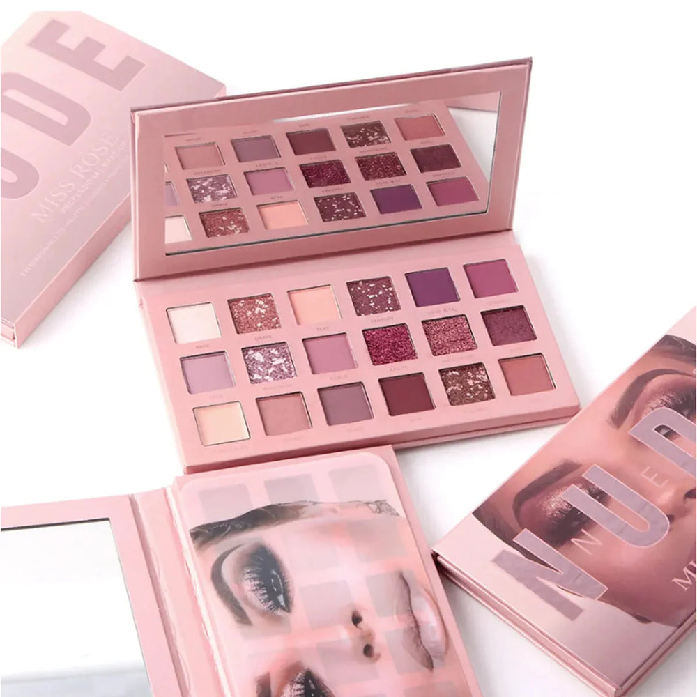 Miss Rose Matte Shimmer Pigmented Eyeshadow Palette - 18 Color Miss Rose