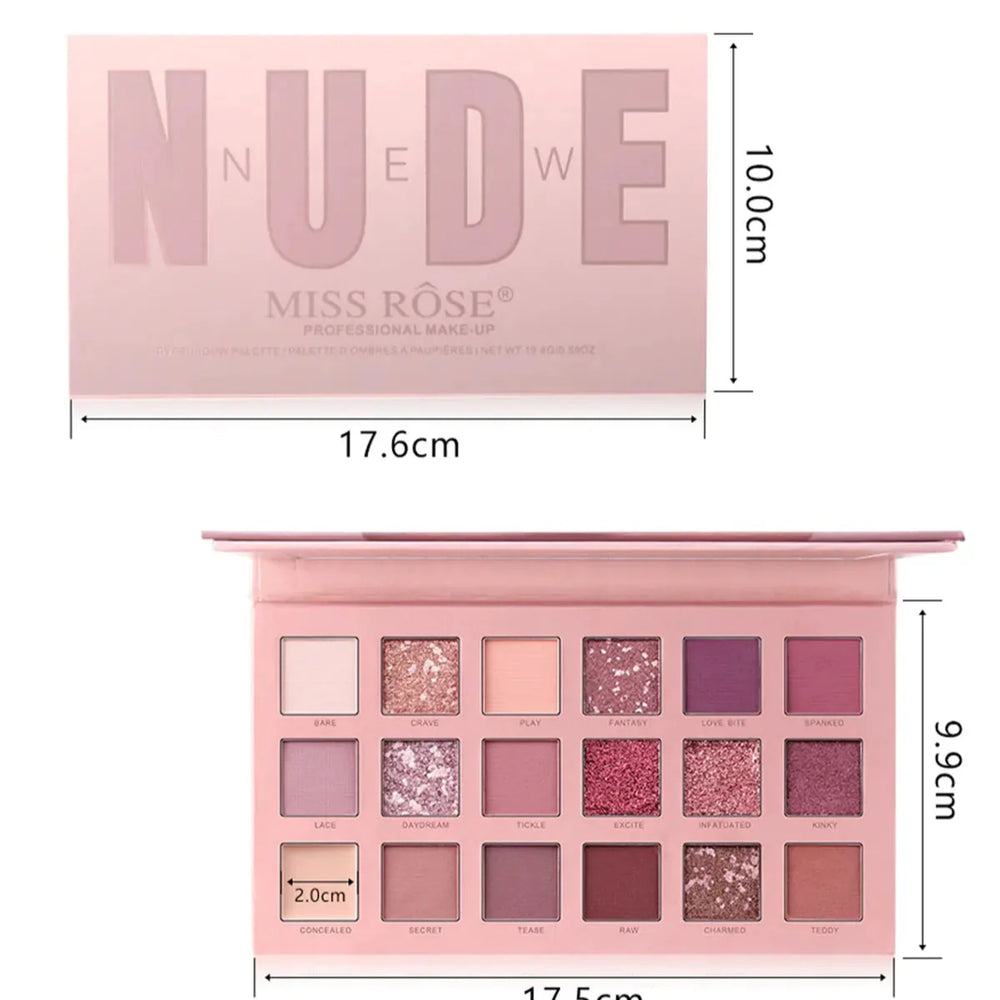 Miss Rose Matte Shimmer Pigmented Eyeshadow Palette - 18 Color Miss Rose
