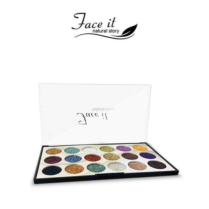 Face it 18 Shades Glitter Eyeshadow Palette Face It