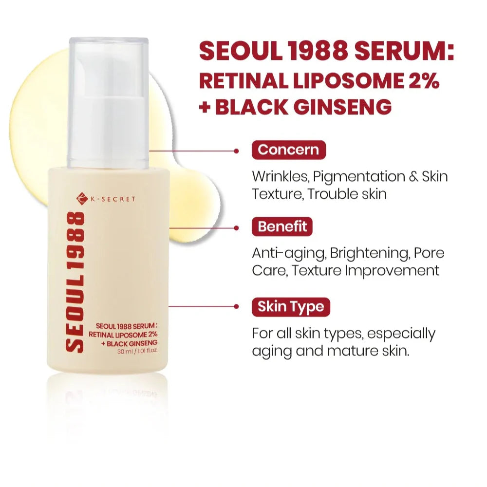 KSecret - Seoul 1988 Serum: Retinal Liposome 2% + Black Ginseng - 30ml K-Secret