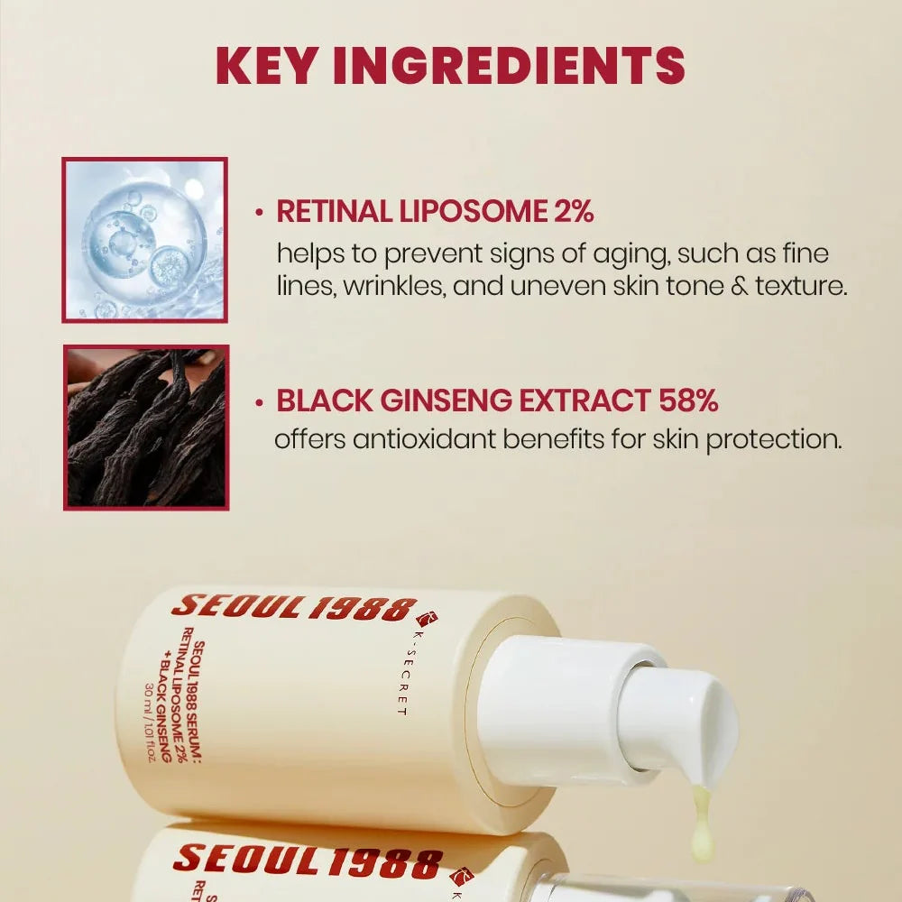 KSecret - Seoul 1988 Serum: Retinal Liposome 2% + Black Ginseng - 30ml K-Secret