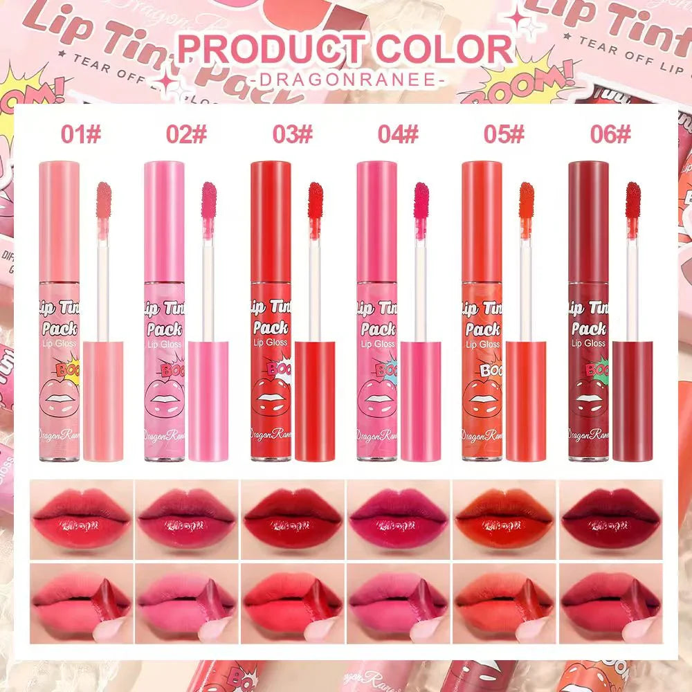 6pcs Dragon Ranee Peel Off Fruity Lip Gloss Dragon Ranee