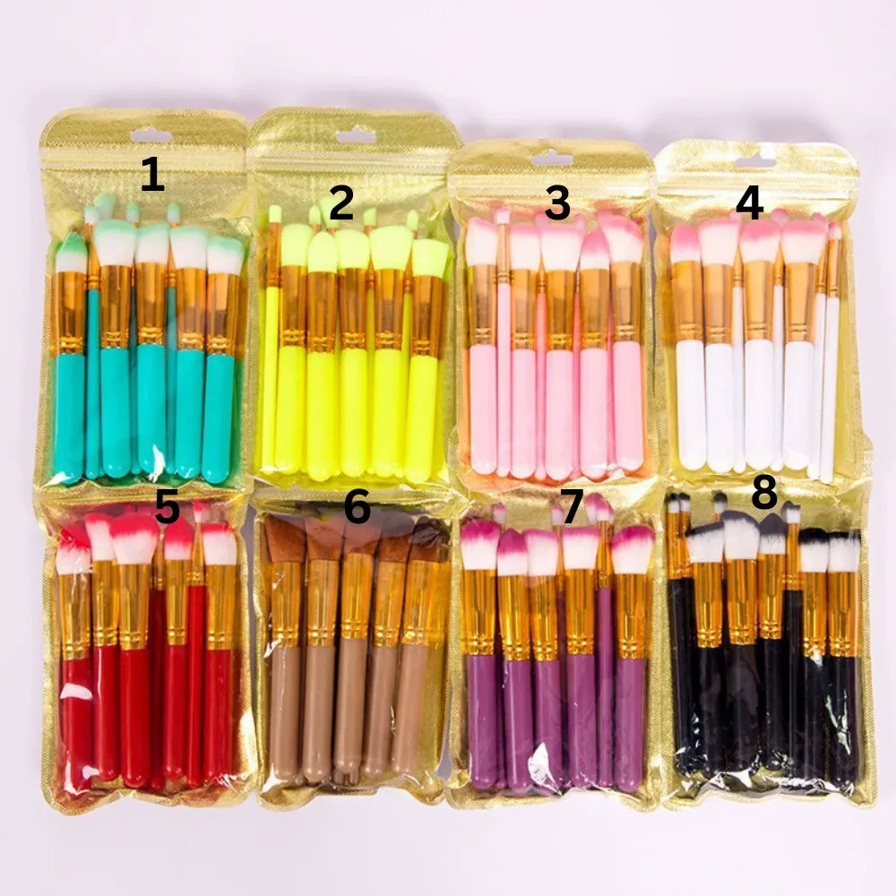 10Pcs Makeup Brush Set Soft Nylon Hair Vegan Cosmia.pk