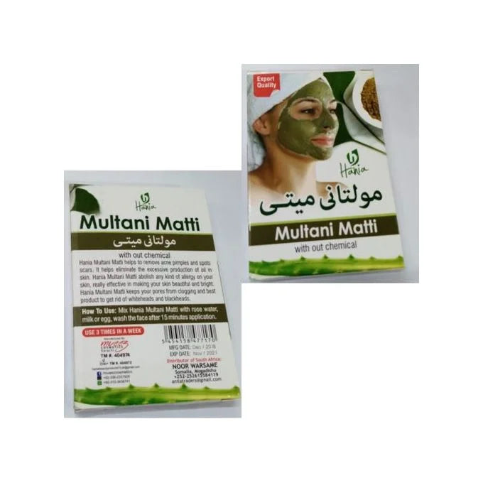 Hania Multani Mitti Fuller Baked Earth Clay Face Mask 50g (Each) – 24 Hania
