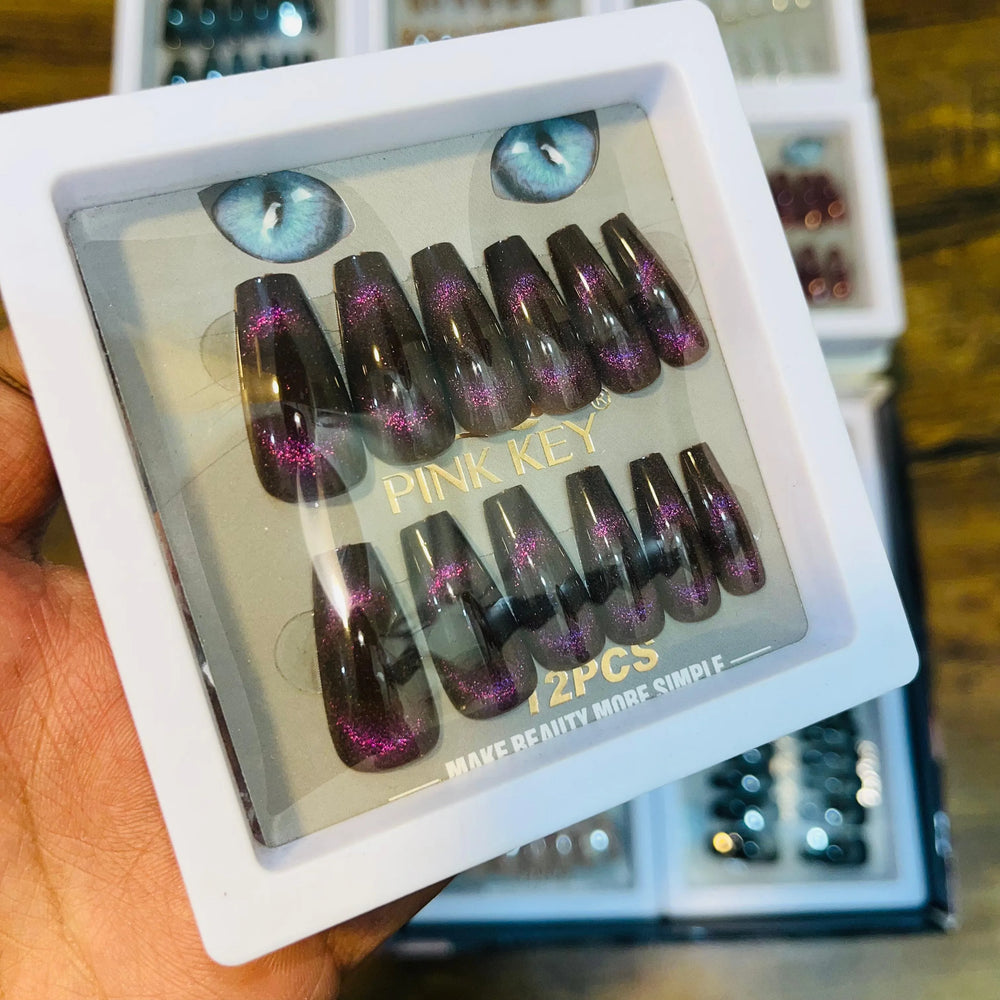 Pink key Stylish Salon Look Artifical Nails With Free Stickers (12 PINK KEY