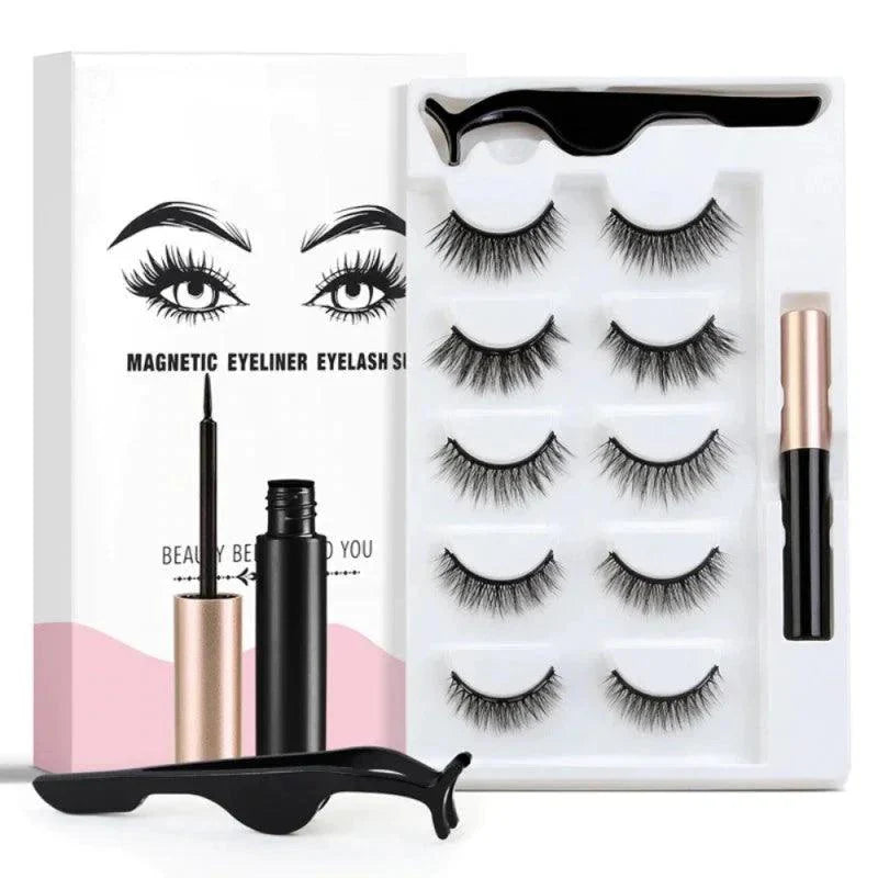 Magnetic Eyelash With Magnetic Liquid Eyeliner & Tweezer Cosmia.pk