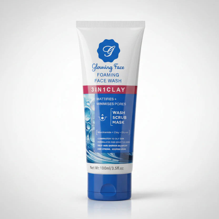 Glowing face 3 in 1 Clay foaming face wash - 100ml Glowing Face