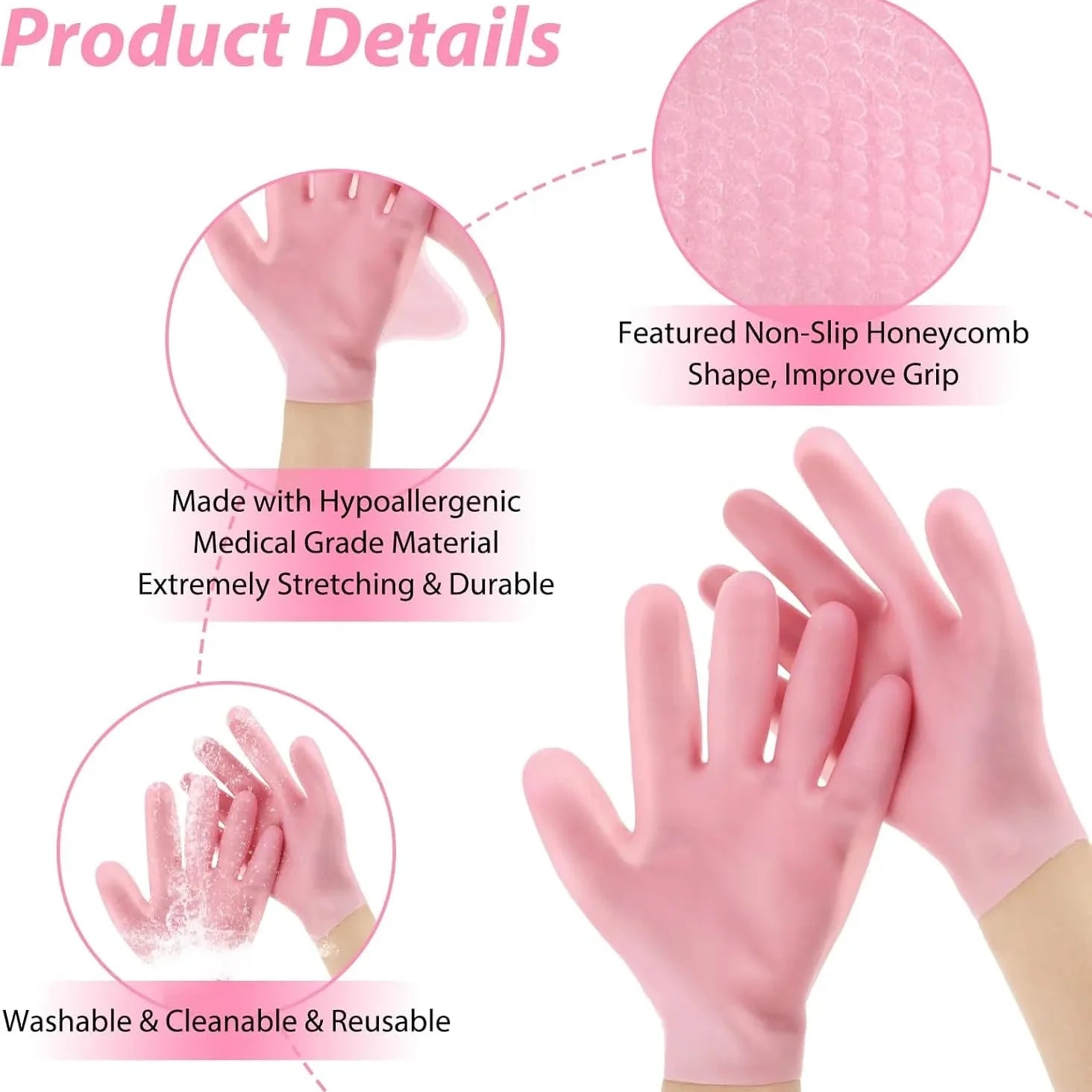 1 Pair Reusable Gel Silicone Hand Gloves Cosmia.pk