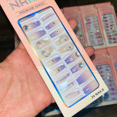 Professional Premium Series Artifical Nails With Free Stickers (24Pcs) Cosmia.pk