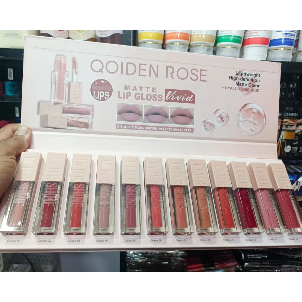 Qoiden Rose Matte Lipgloss - 12 Pcs Set Qoiden Rose