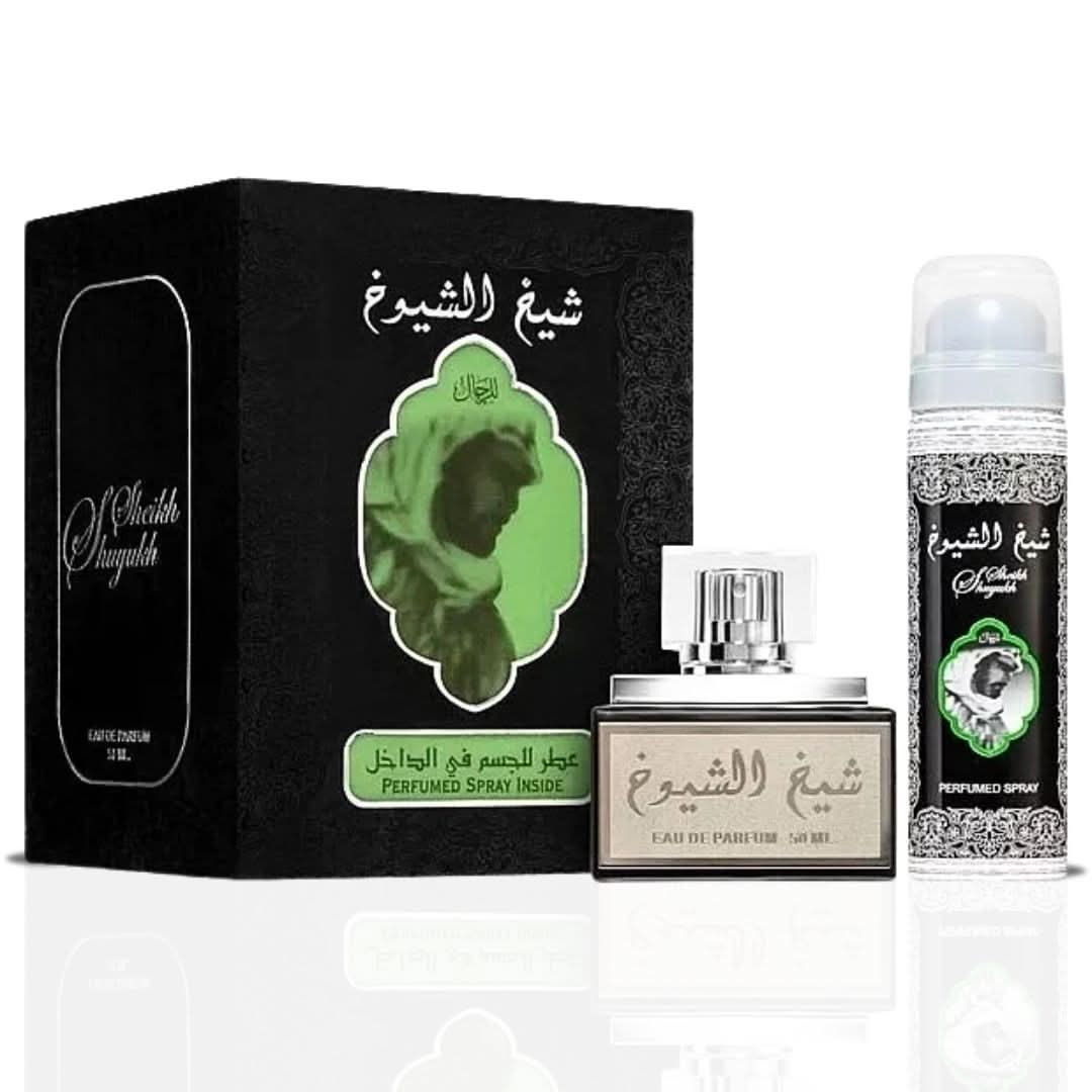 Sheikh Al Shuyukh Black EDP Spray With Perfumed Deodorant - 50ML Lattafa