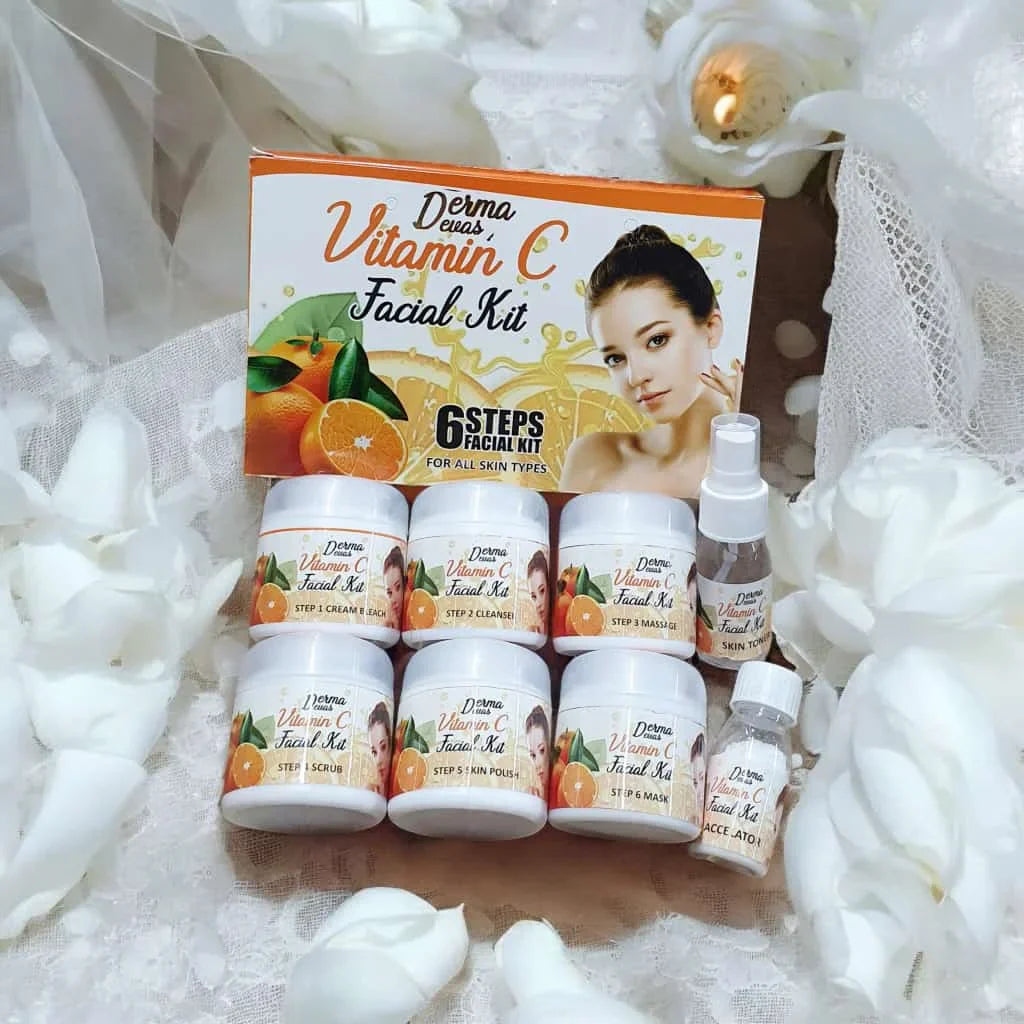 Derma Vitamin C Facial Kit All Skin Type With Bleach| Pack Of 6 Derma Sense