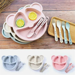 Baby Feeding Cartoon Dinner Plate with Spoon and Fork - Each Cosmia.pk