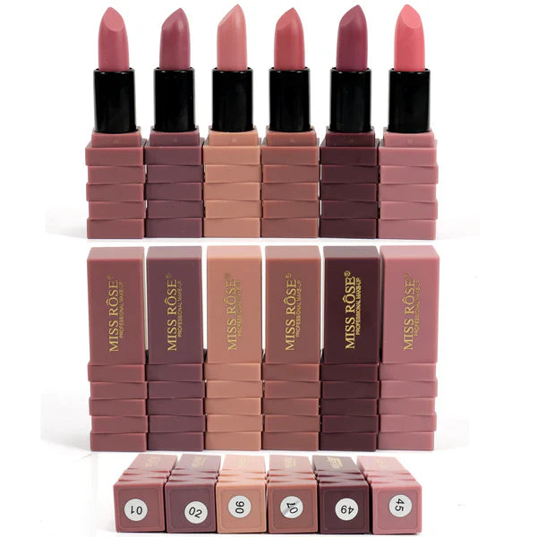 Miss Rose - New Pack of 6 Matte Lipstick Miss Rose