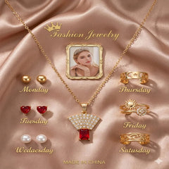 Seven Days of the Week jewelry gift set with necklace and matching Fashion