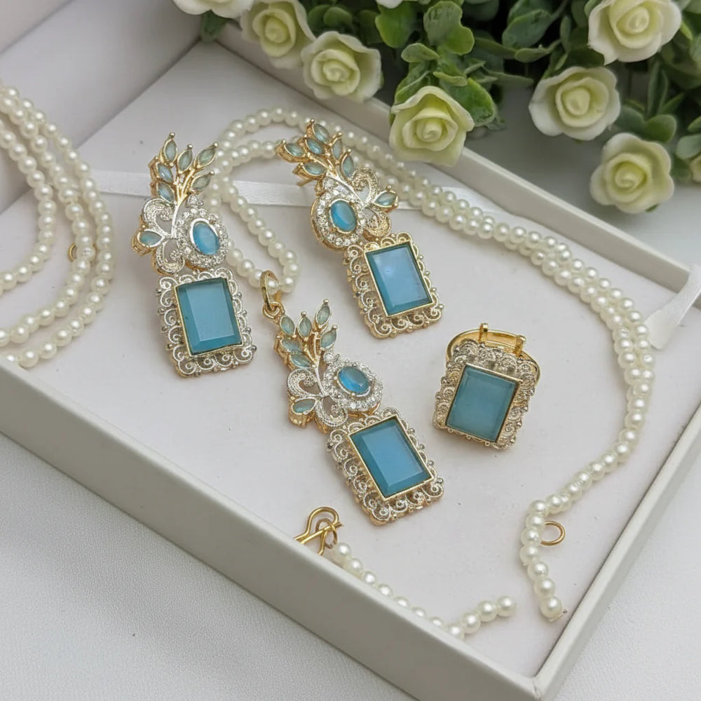Zircon Combo Party Set – High Quality Rectangle Shape Jewelry Cosmia