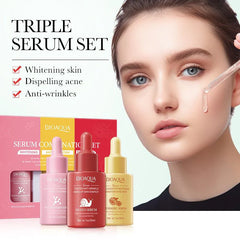 Bioaqua 3pcs/set Turmeric Snail Nicotinamide Moisturizing Face Serum - 30ml Bioaqua