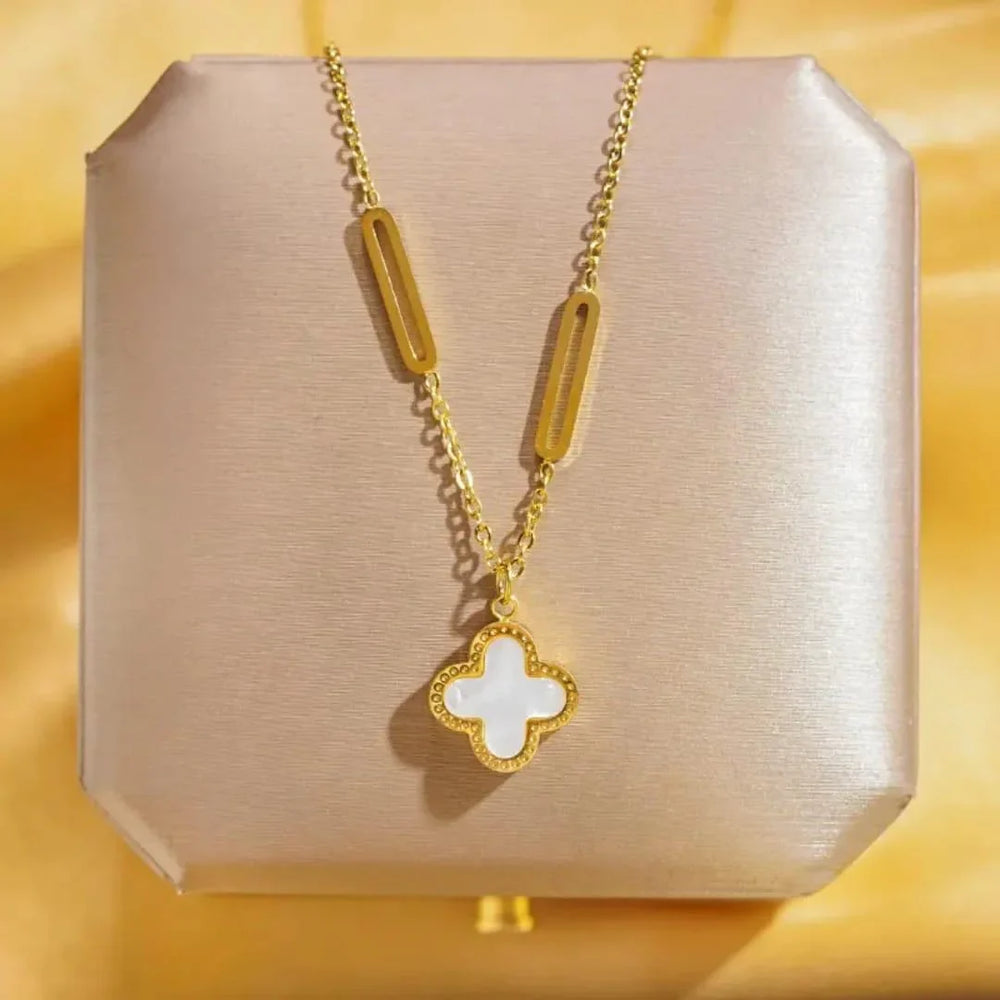 Stainless Steel Clover Double Side Chain Locket – Each Cosmia