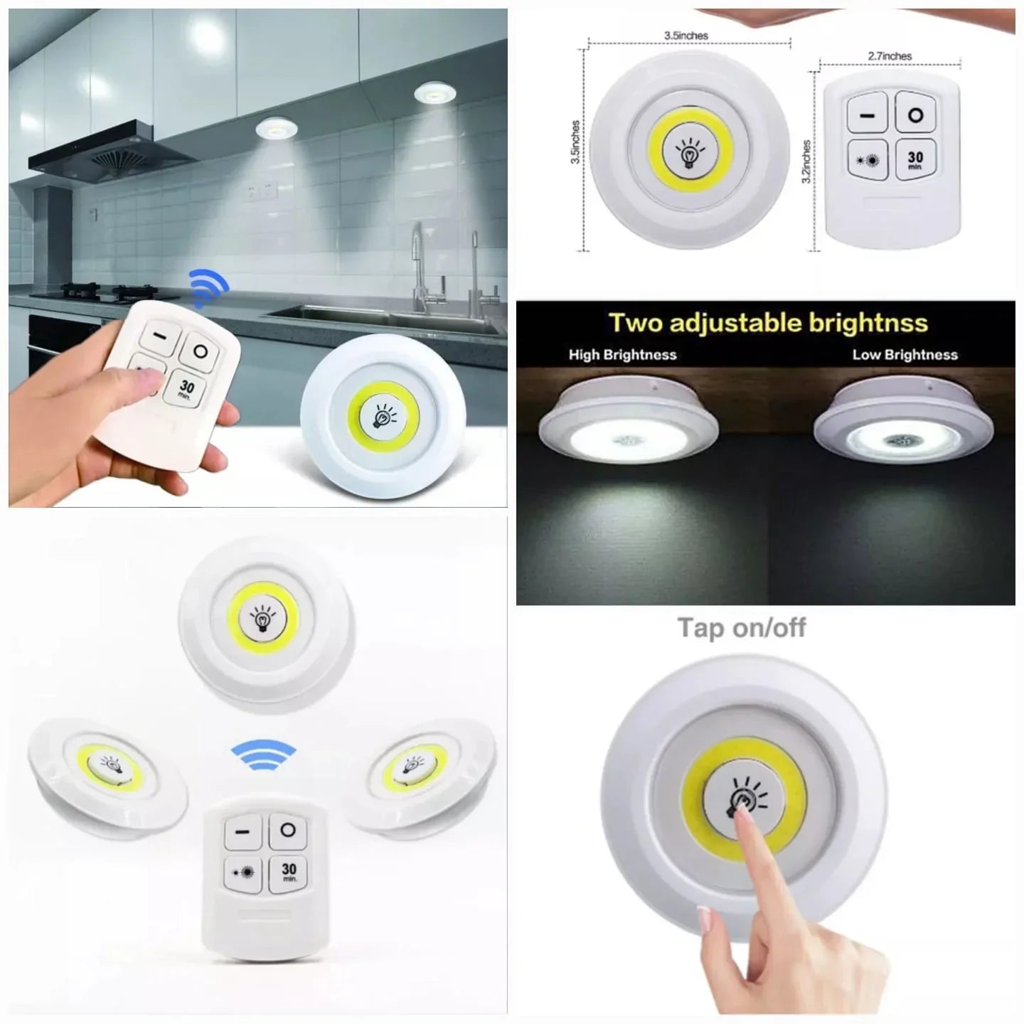 Set Of 3 Wireless Remote Control Night Light Cosmia.pk