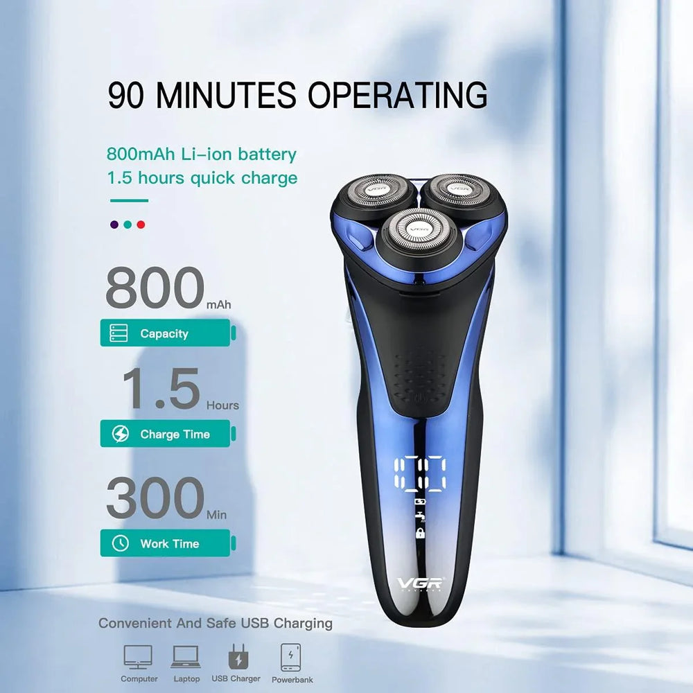 VGR V-306 Wet & Dry 3 Head Electric Shaver VGR