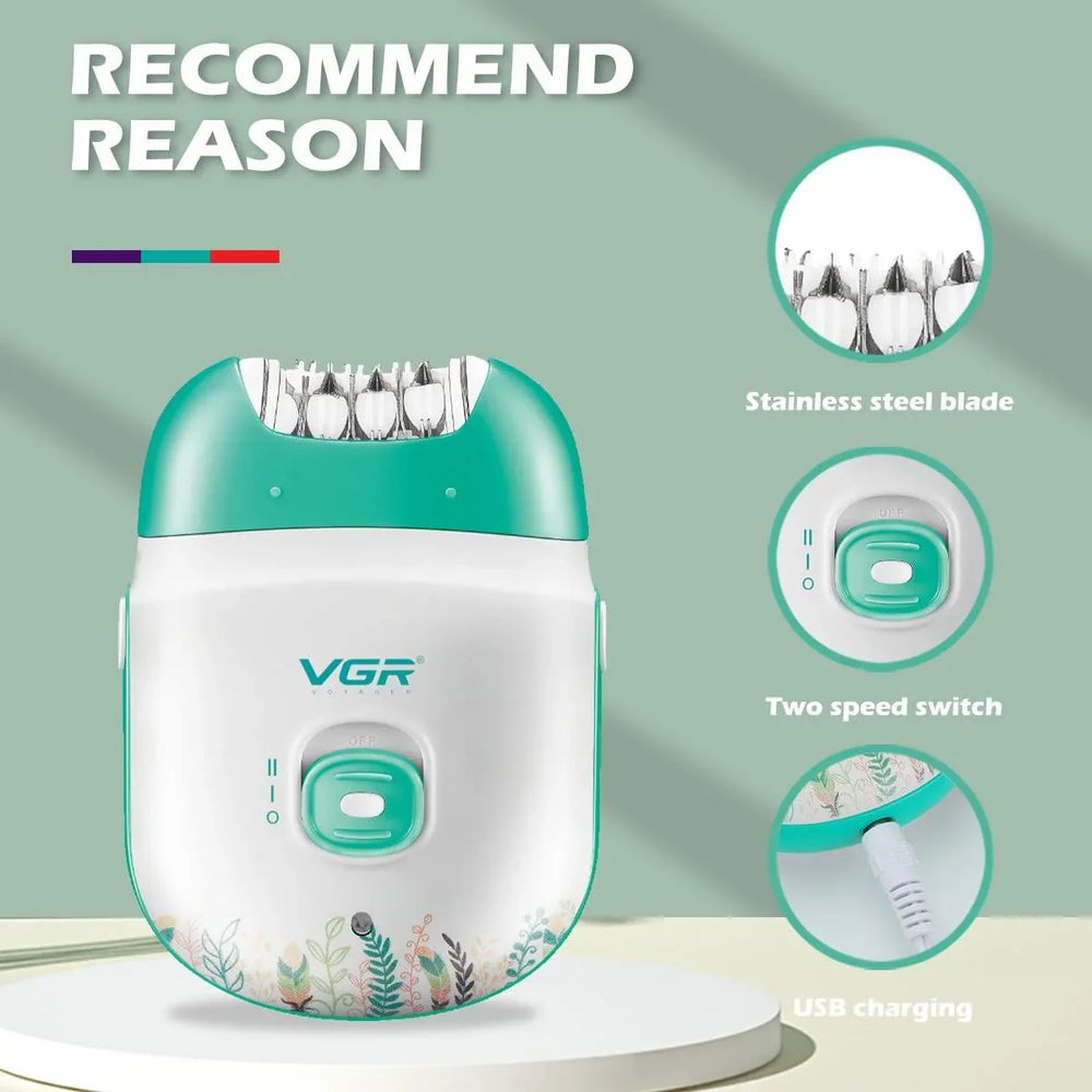 VGR V-726 Wet & Dry Compact Professional Cordless Women Epilator VGR